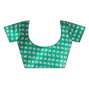 Salwar Studio Women's White & Green Art Silk Printed Saree with Blouse Piece 5