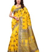 Salwar Studio Women's Yellow Art Silk Printed Saree with Blouse Piece