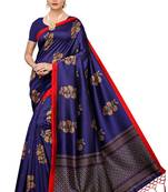 Salwar Studio Women's Purple & Red Art Silk Printed Saree with Blouse Piece