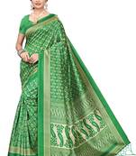 Salwar Studio Women's Green Art Silk Printed Saree with Blouse Piece