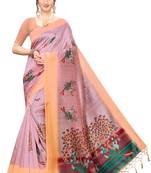 Salwar Studio Women's Pink & Peach Art Silk Printed Saree with Blouse Piece
