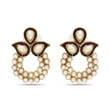 Maroon and white designer Earrings 1