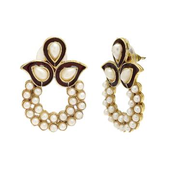Maroon and white designer Earrings 2
