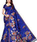 Salwar Studio Women's Blue Art Silk Printed Saree with Blouse Piece