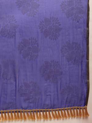 Blue printed chiffon saree with blouse 3