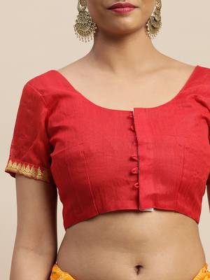 Yellow printed chiffon saree with blouse 3