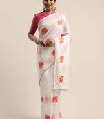 White embroidered chanderi saree with blouse