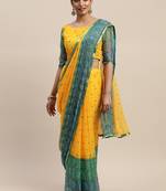 Mustard printed chiffon saree with blouse