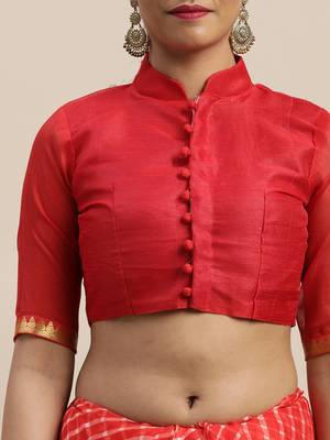 Pink printed chiffon saree with blouse 3