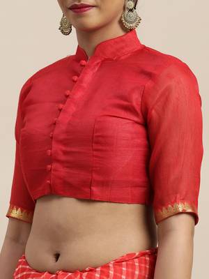 Pink printed chiffon saree with blouse 4