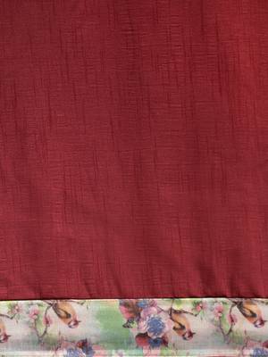 Maroon plain silk blend saree with blouse 5