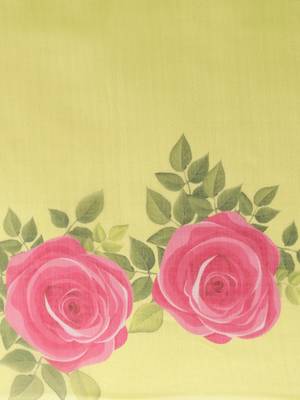 Yellow printed organza saree with blouse 5