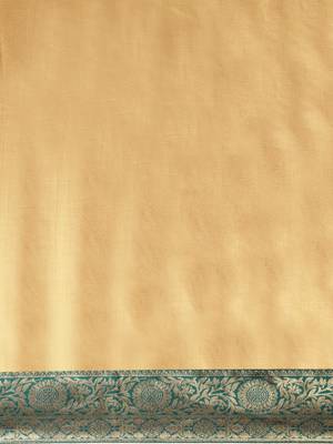 Beige plain silk blend saree with blouse 5