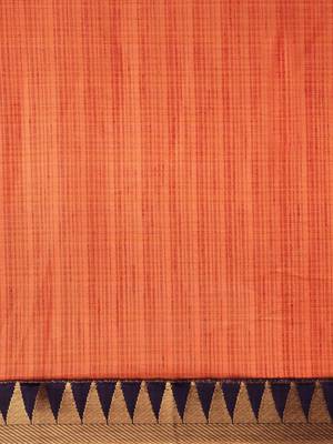 Orange plain net saree with blouse 5