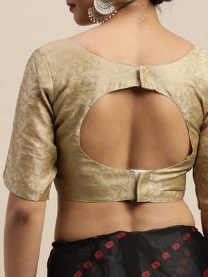 Black printed chiffon saree with blouse 5