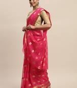 Pink printed chiffon saree with blouse