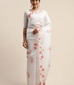 White printed organza saree with blouse