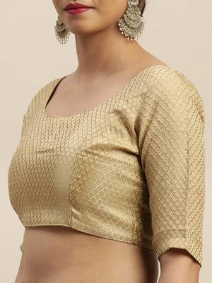 Blue woven chiffon saree with blouse 4