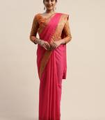 Pink plain net saree with blouse