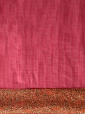 Pink plain net saree with blouse 5