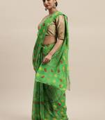 Green printed chiffon saree with blouse