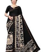 Salwar Studio Women's Black & Beige Rennial Printed Saree with Blouse Piece