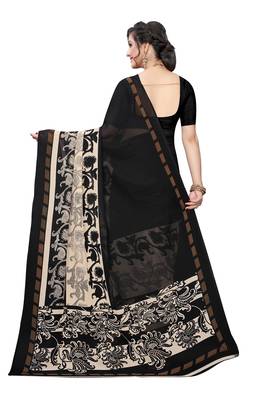 Salwar Studio Women's Black & Beige Rennial Printed Saree with Blouse Piece 2