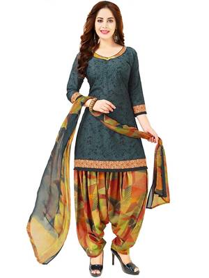 Grey printed cotton salwar 1