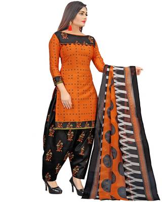 Orange printed cotton salwar 4