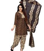 Brown printed cotton salwar