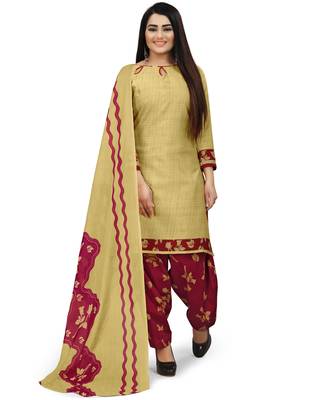 Beige printed cotton salwar 1