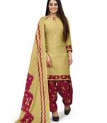 Beige printed cotton salwar