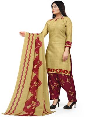 Beige printed cotton salwar 4