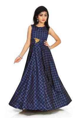 Kids Blue Long Maxi Gown Dress 1