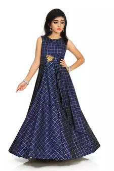 Kids Blue Long Maxi Gown Dress