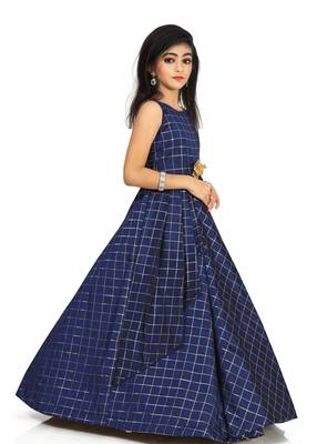 Kids Blue Long Maxi Gown Dress 2