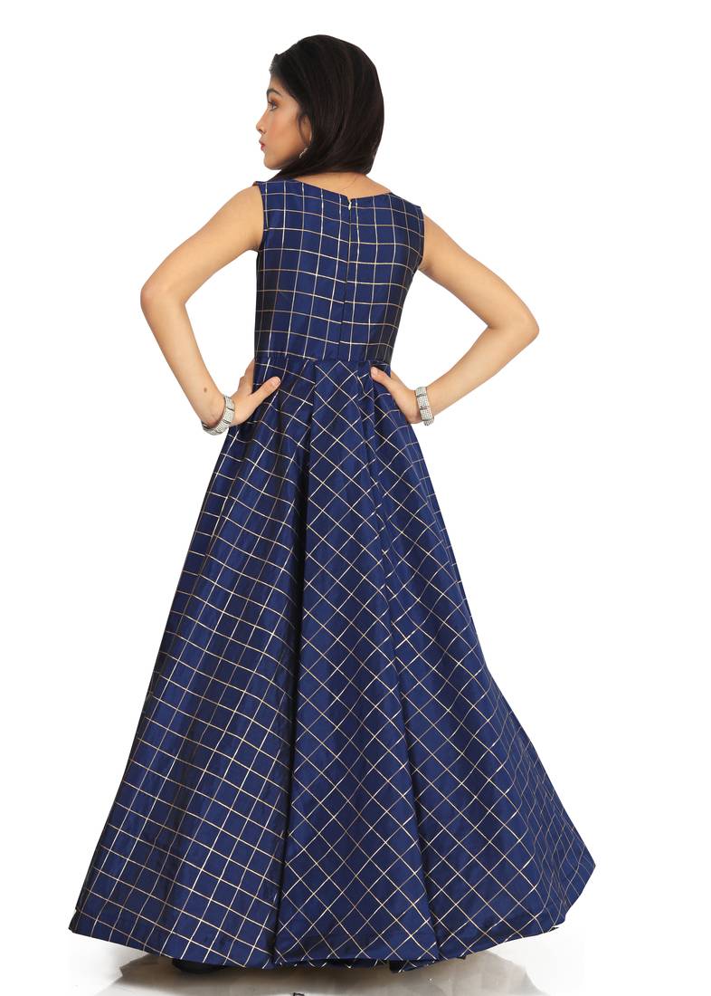 Kids Blue Long Maxi Gown Dress