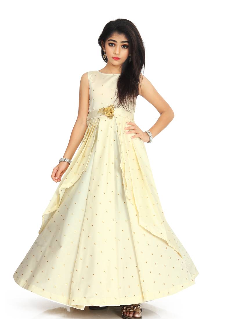 Kids Cream Gown For Girls 