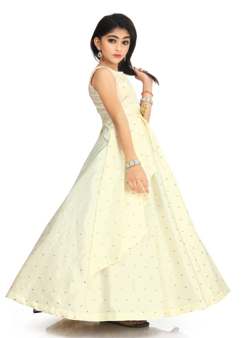 Kids Cream Gown For Girls 