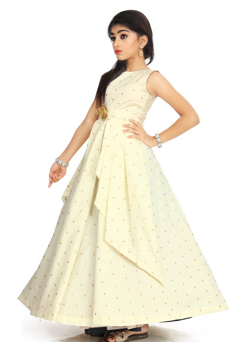 Kids Cream Gown For Girls 