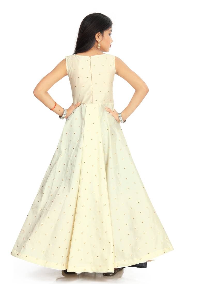 Kids Cream Gown For Girls 
