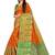 Orange woven cotton silk saree with blouse