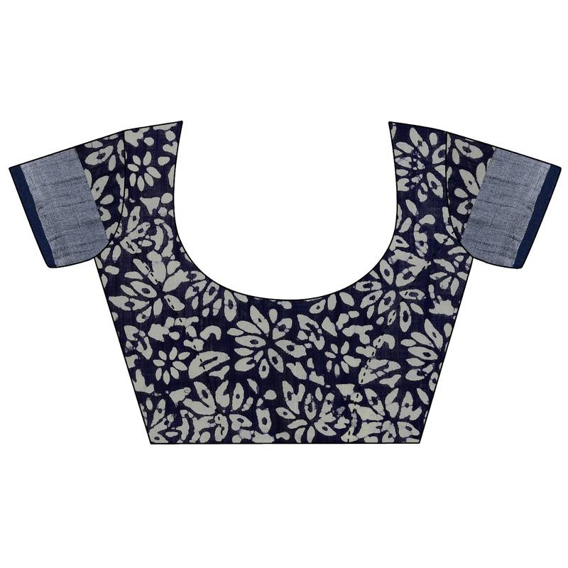 multicolor Handloom Cotton Slub Zari Wex Batik Print saree