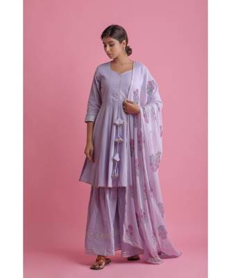 PURPLE Chiffon ethnic kurtis 2