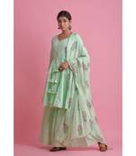 green Chiffon ethnic kurtis
