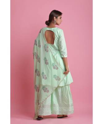 green Chiffon ethnic kurtis 2