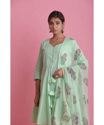 green Chiffon ethnic kurtis 4