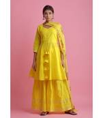 YELLOW Chiffon ethnic kurtis