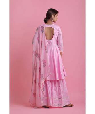 pink Chiffon ethnic kurtis 2