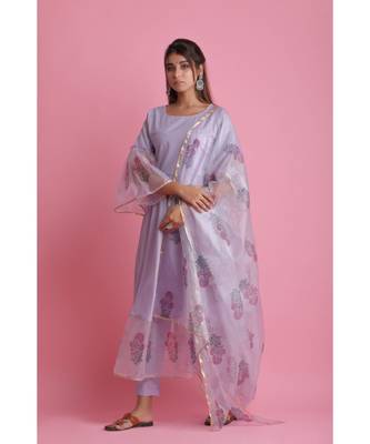 Purple Organza ethnic kurtis 1
